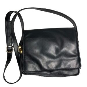 Vtg Y2K Leather Shoulder Bag Black Mini Flap Purse Night Out Worthington DAMAGED